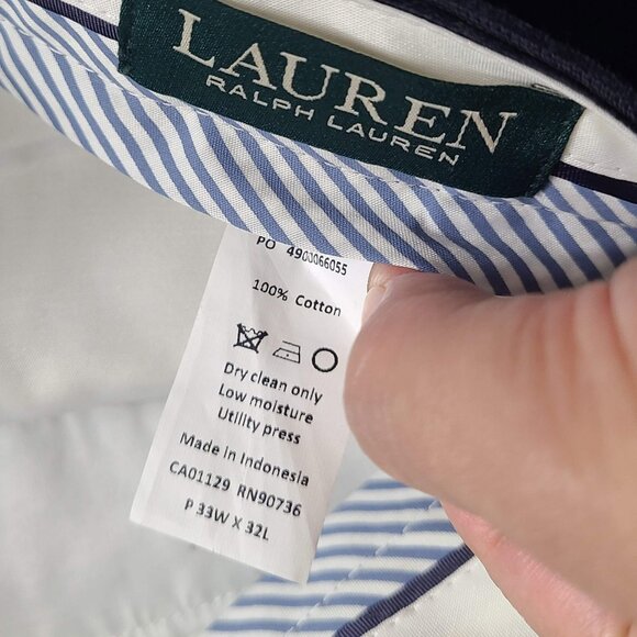 Lauren Ralph Lauren Mens 33W x 32L Navy Fine Wale Corduroy Pants - Picture 10 of 16